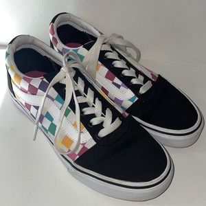Rainbow Checkered Vans (worn once)